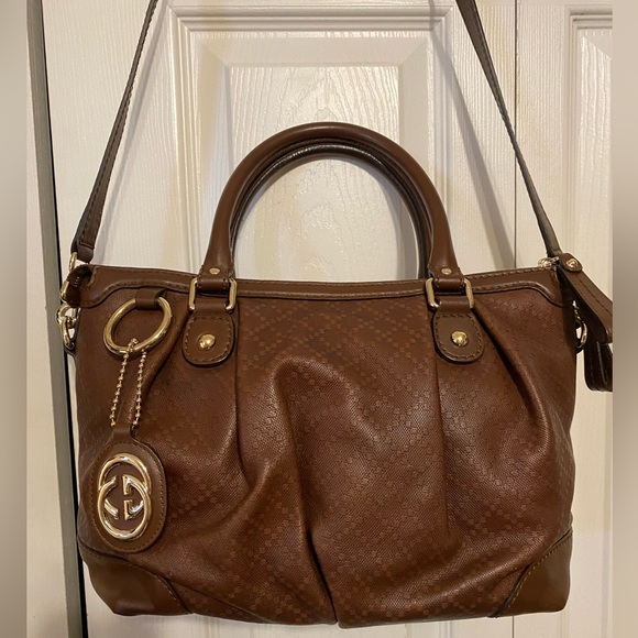 AUTHENTIC GUCCI DIAMANTÉ SUKEY LEATHER TWO WAY TOP HANDLE CROSSBODY - Picture 15 of 15